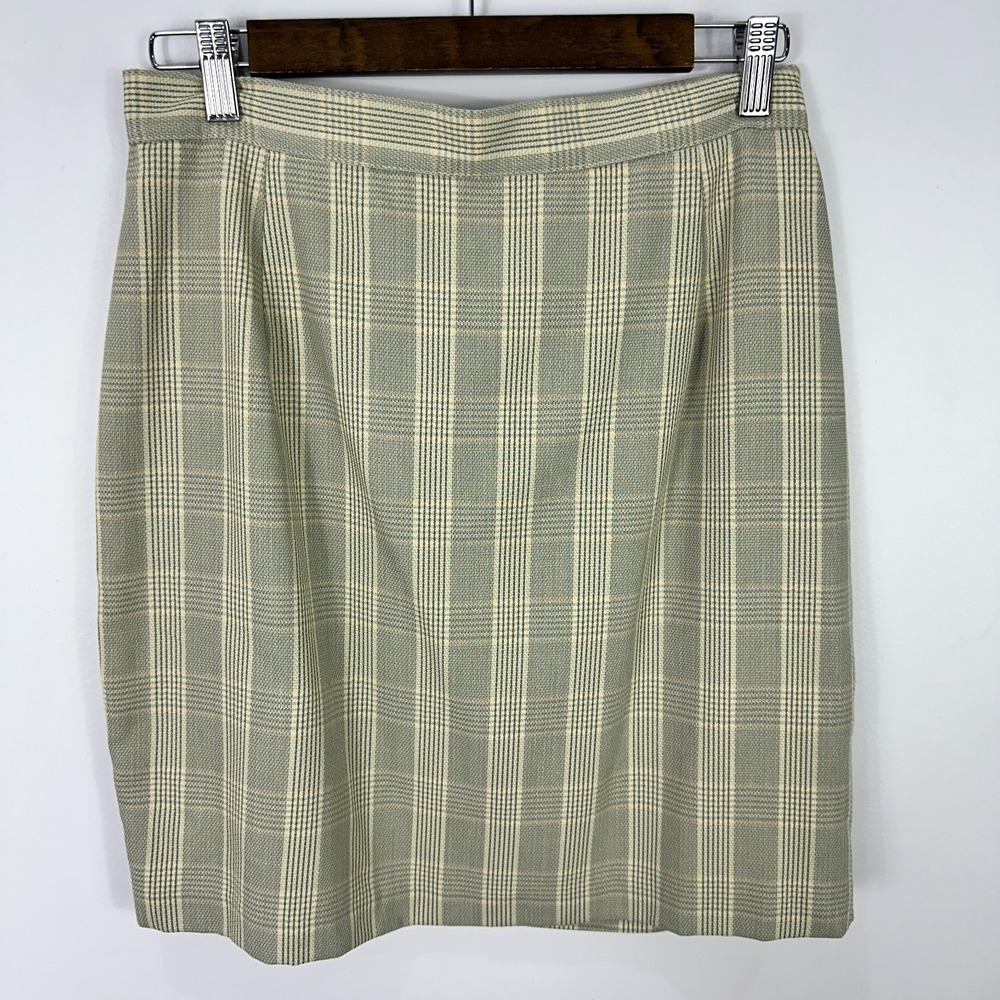 Paniz New York 12 Beige Plaid Skirt Vintage 90s Academia Preppy Office Career